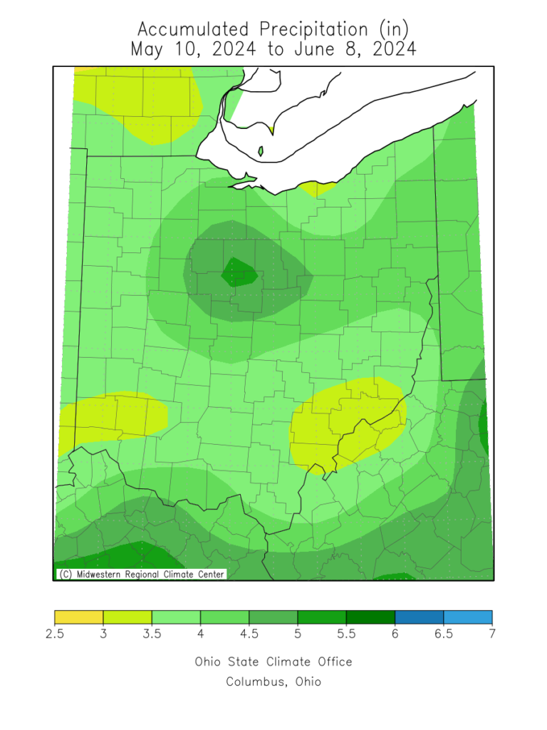 Accumulated Precipitation May 10, 2024 to June 8, 2024